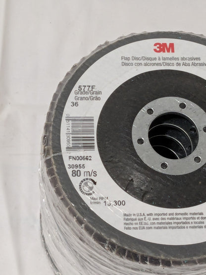 3M Flap Disc: 4-1/2" Dia, 7/8" Hole, 36G, ZA, Type 27 Qty 10 7010363142