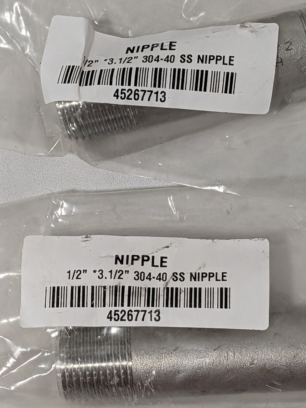 Stainless Steel Pipe Nipple: 1/2" Pipe, Grade 304 & 304L Qty 4 45267713