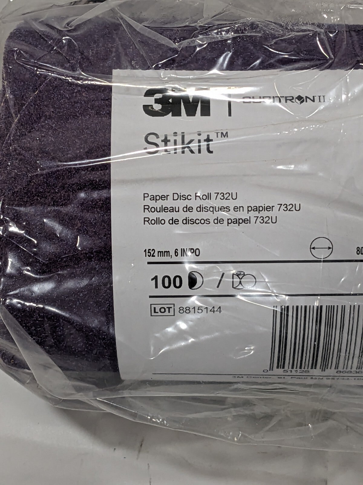 3M 6" Dia PSA Disc Roll: 80 Grit, Premium Ceramic Alumina 7100045905