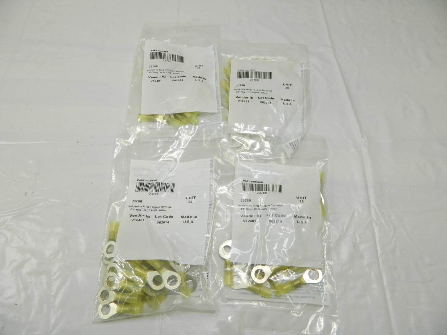 Solderlink Ring Tongue Terminal Partially Insulated, 12-10 AWG Qty 100 23766