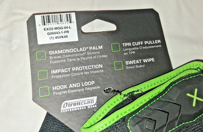 IRONCLAD Mechanics Gloves L Full Finger Hook-and-Loop 12pk EXO2-MGG-04-L