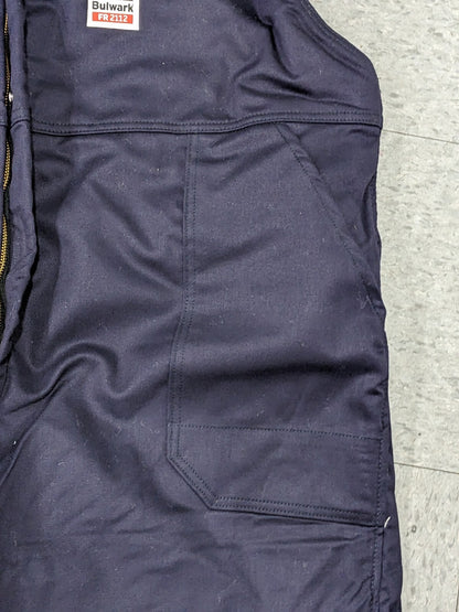 BULWARK Bib Overalls: Sz 3X-Large, Cotton, Zipper Closure, 5 Pocket BLC8NV