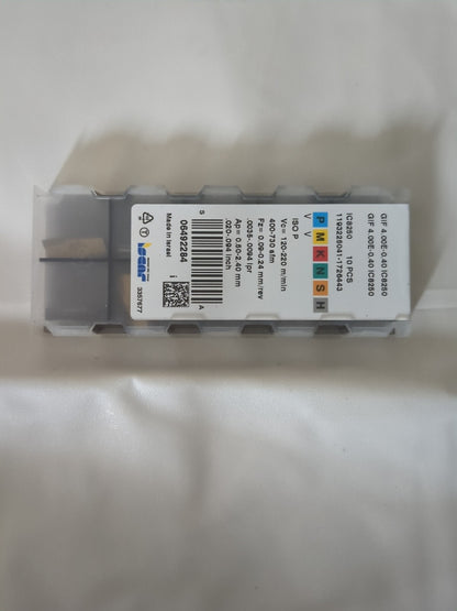 Iscar 10pc Grooving Inserts: GIF4.00E-0.40 IC8250, Carbide 6492284
