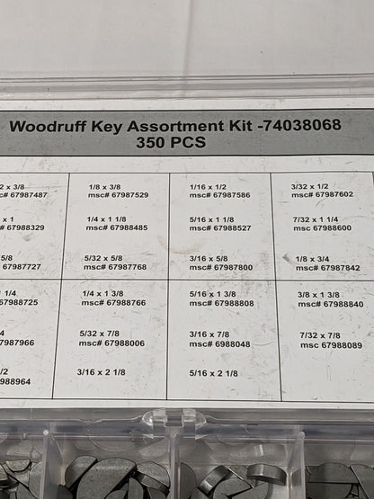 350 Piece Woodruff Keys & Keyway Assortment K25002050