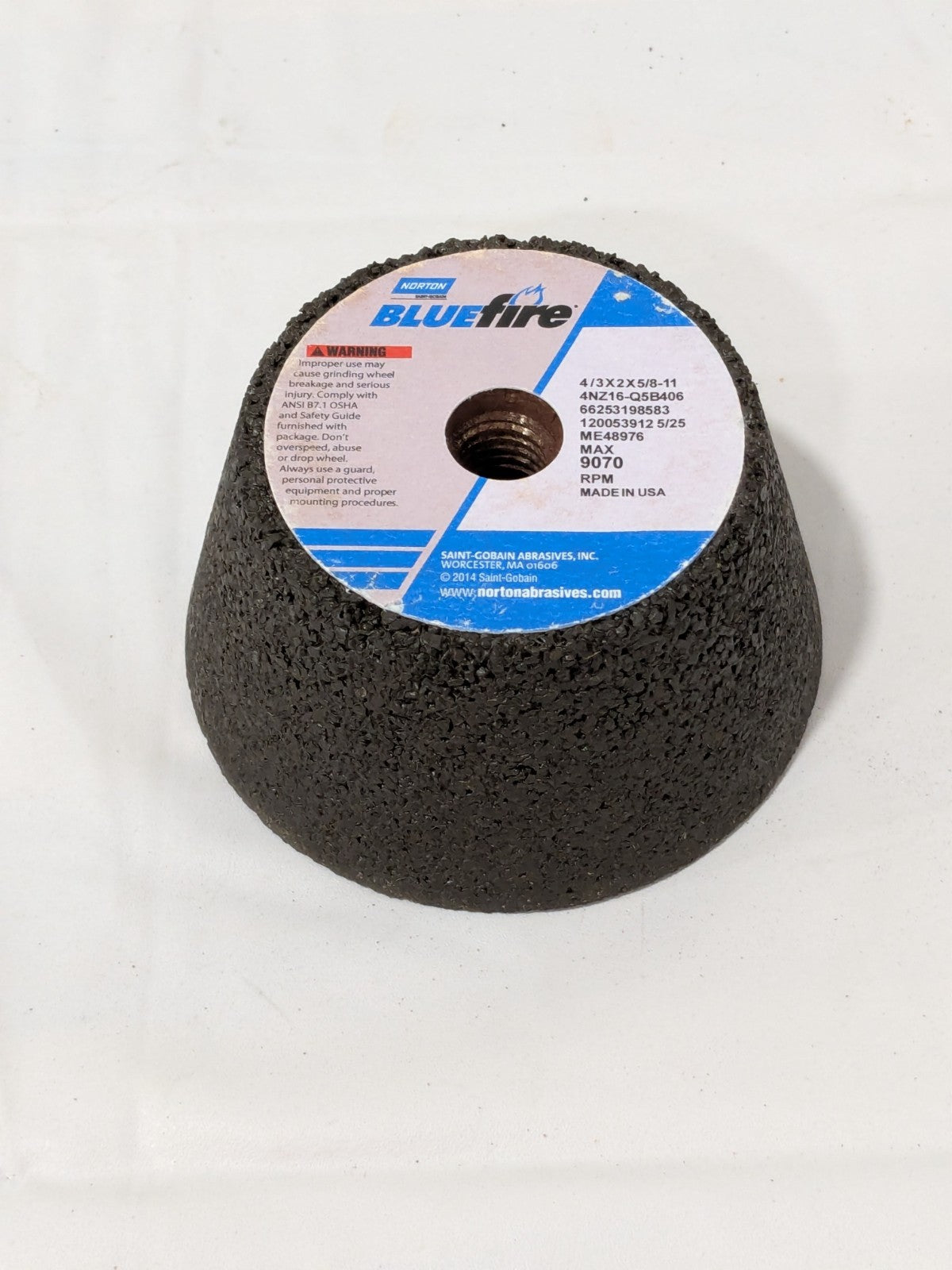 NORTON Tool & Cutting Grinding Wheel: 4" Dia, 16 Grit, Q Hardness 66253198583