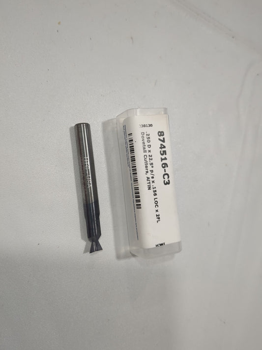 HARVEY TOOL Dovetail Cutter 45 ° 1/4"Cut Dia 5/32"Cut Width Carbide 874516-C3