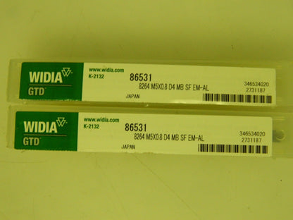 Widia Semi-Bottoming Chamfers  EM-AL 45º Series 8264 M5x0.8 D4 QTY 2 86531