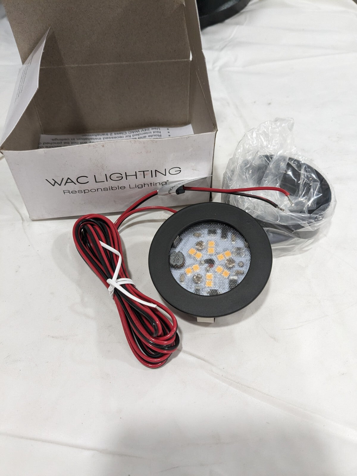 WAC Lighting Round LED Button Light Black HR-LED87-27-BK