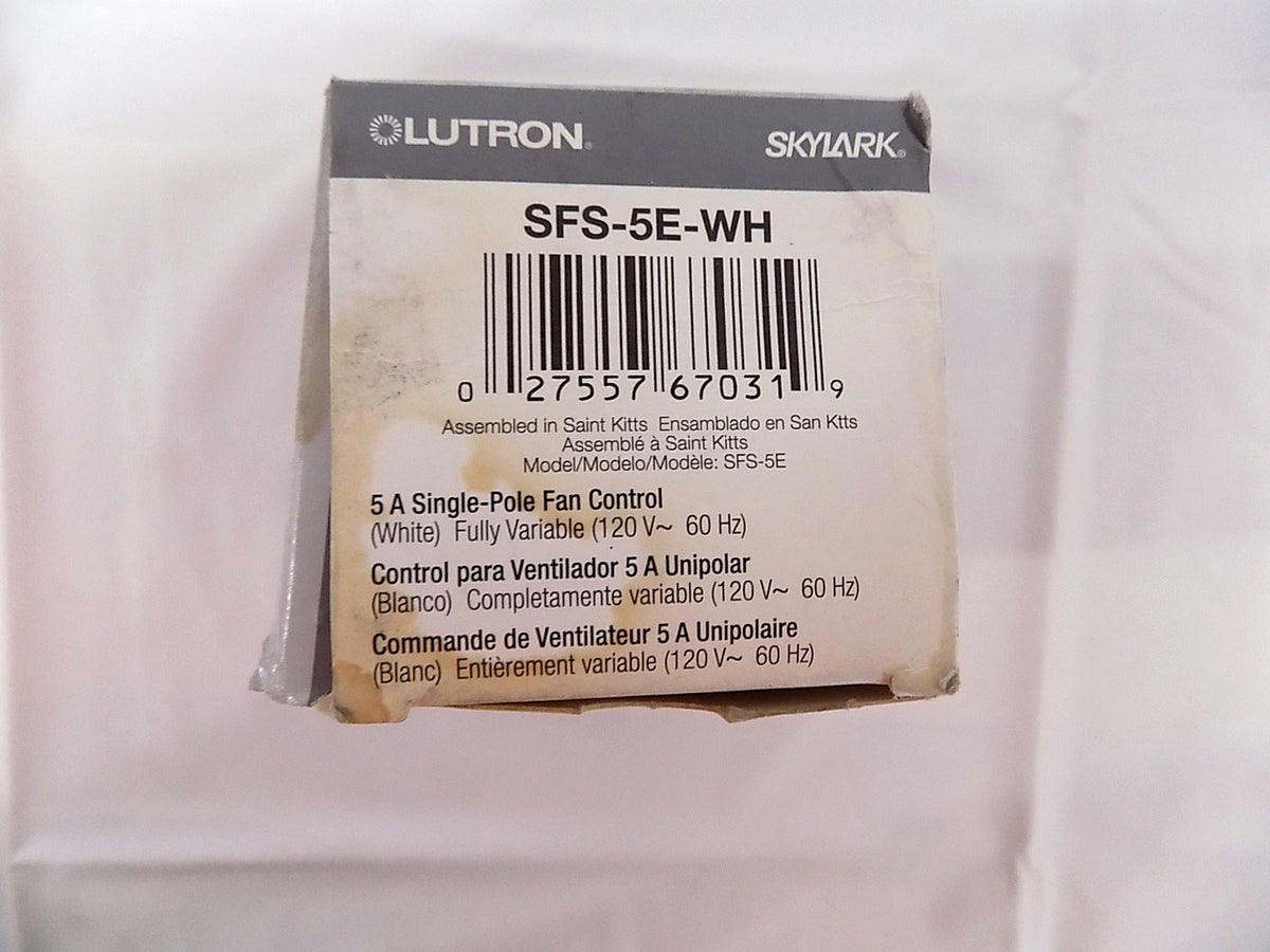 Lutron SFS-5E-WH Fully Variable 5 Speed Fan Control for Variable Speed Fans