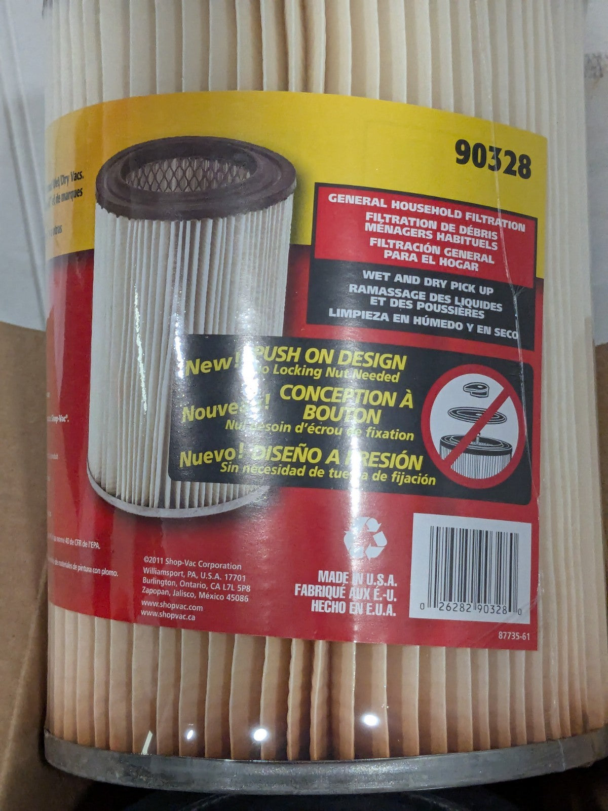 (2)Cartridge Filter for Craftsman & Ridgid Vacuums, 9.3" H, 6.6" OD, 4-1/2" I.D.