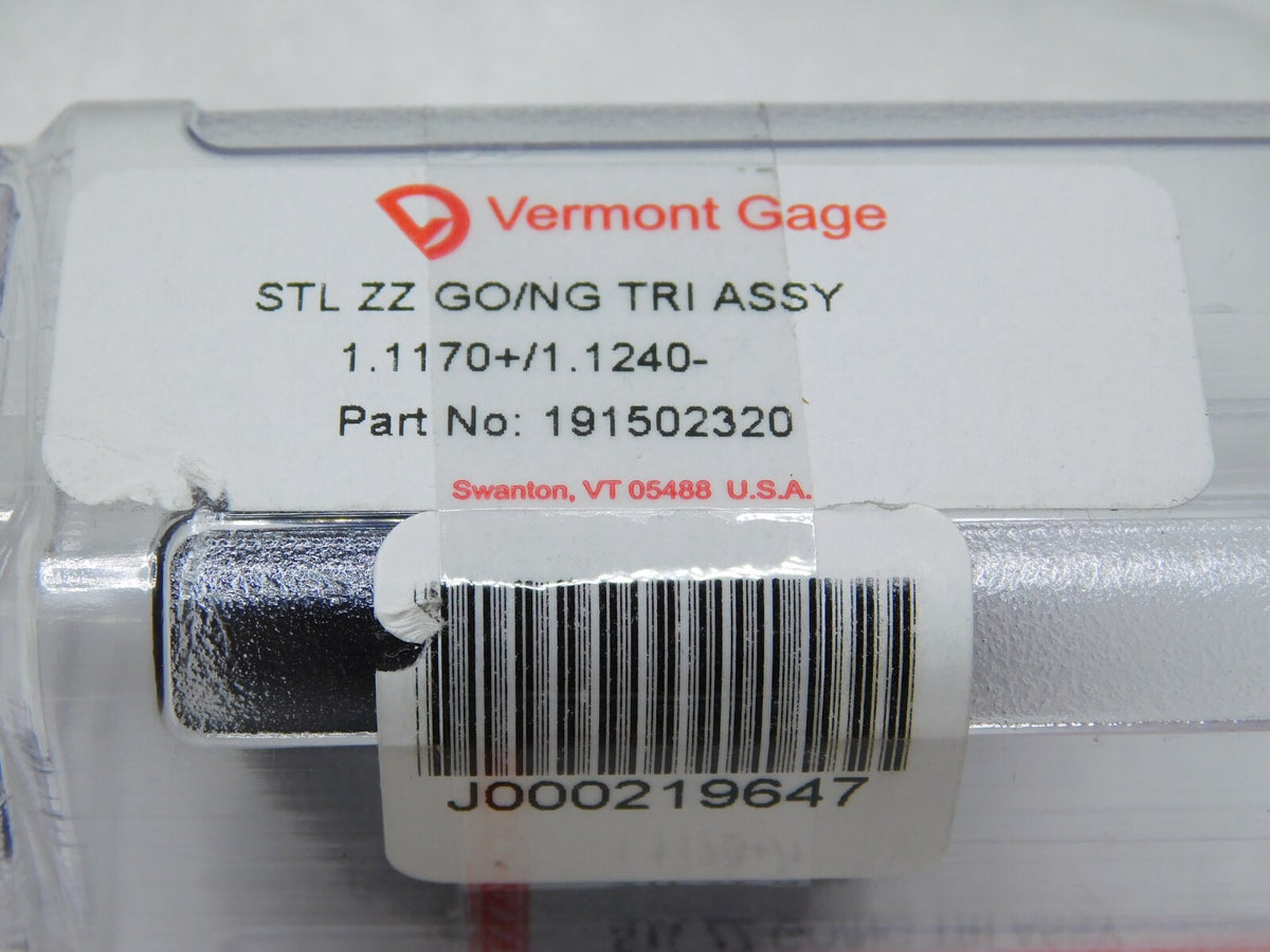 Vermont Gage STL ZZ GO/NO-GO Trilock Assy 1.1170+/1.1240- 191502320