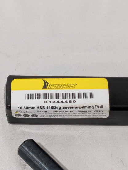 Interstate Reduced Shank Drill Bit 16.50 mm Dia, 12.70 mm Shank Dia 01344480