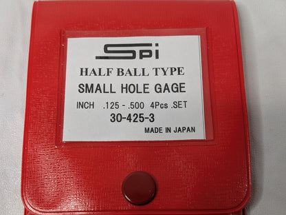 SPI 4 Piece Half-Ball Small Hole Gage Set 1/8" to 1/2" Range 30-425-3