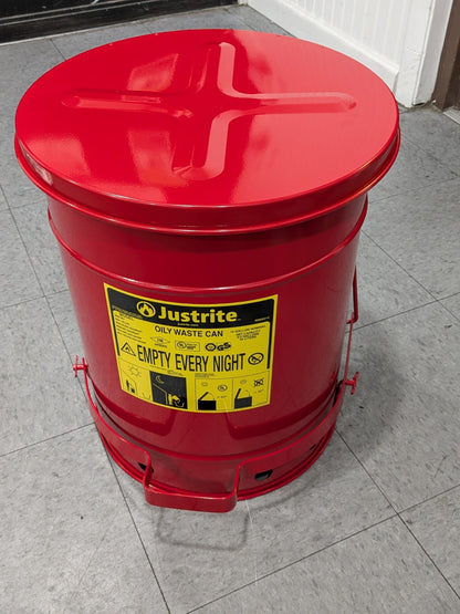 Justrite 10 Gal Cap. Galvanized Steel Disposal Can 13-15/16" W x 18-1/4" H 09300