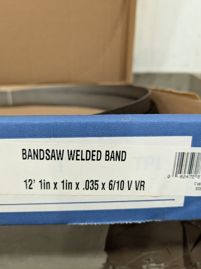 Irwin Welded Bandsaw Blade: 12' 1 Long x 1" Wide x 6 to 10 TPI 87763IBB123685