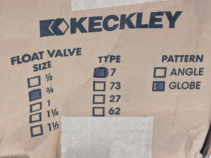 Keckley Type 7 Single Seat Float Valve Bronze Body & Bronze Trim 3/4 27 SG-BBBT