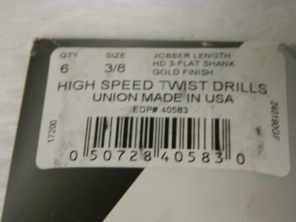Viking Drill High Speed Jobber Length Drill 3/8" HD-3 Flat Shank Qty 12 405
