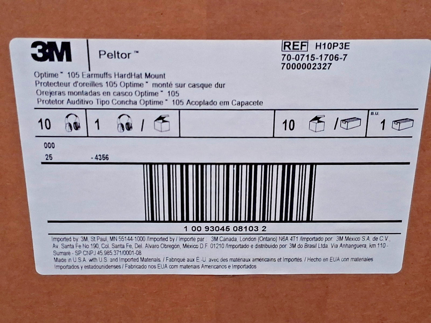3M Listen-Only Earmuffs 30 dB Hard Hat Cap Mounted 7000002327