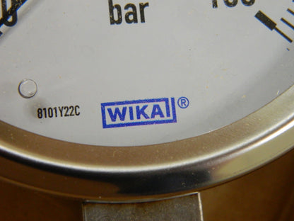 WIKA Pressure Gauge: 4" Dial, 1/4" Thread, BSPP, Lower Mount 52821152