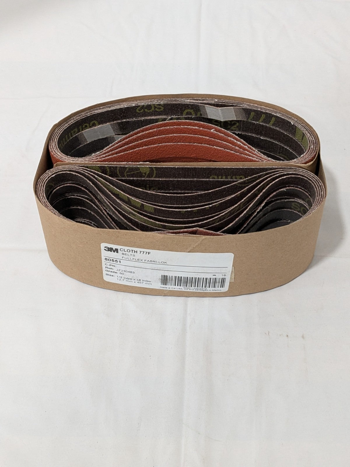3M Abrasive Belt 1/2" W, 18" OAL, 60G, Ceramic Aluminum Oxide Qty 50 7