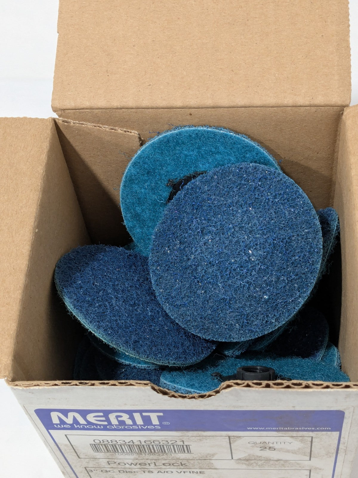 MERIT ABRASIVES Quick-Change Disc: Type S 3" Dia Box of 25 08834166321