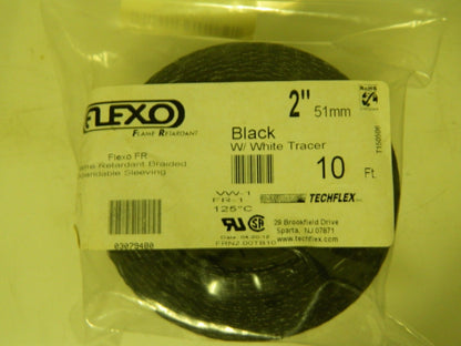 Techflex Expandable Braided Sleeving 2" Black 10 ft per Roll  QTY 2 FRN2.00TB10