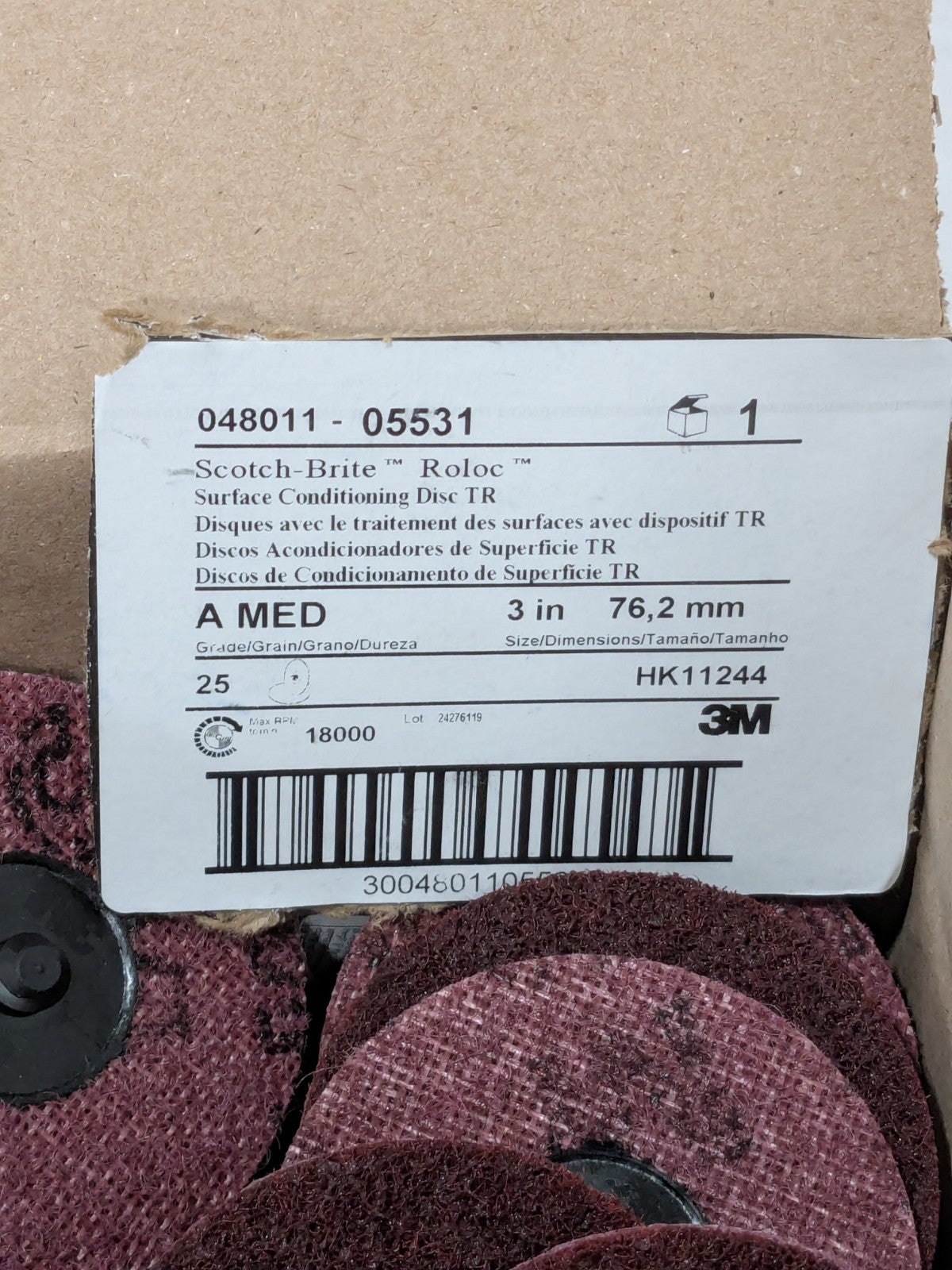 3M Quick-Change Disc Roloc TR 3" Dia Silicon Carbide Non-Woven Qty 25 7000000755