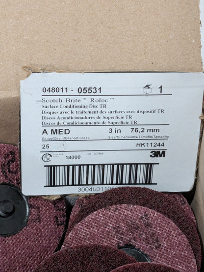 3M Quick-Change Disc Roloc TR 3" Dia Silicon Carbide Non-Woven Qty 25 7000000755