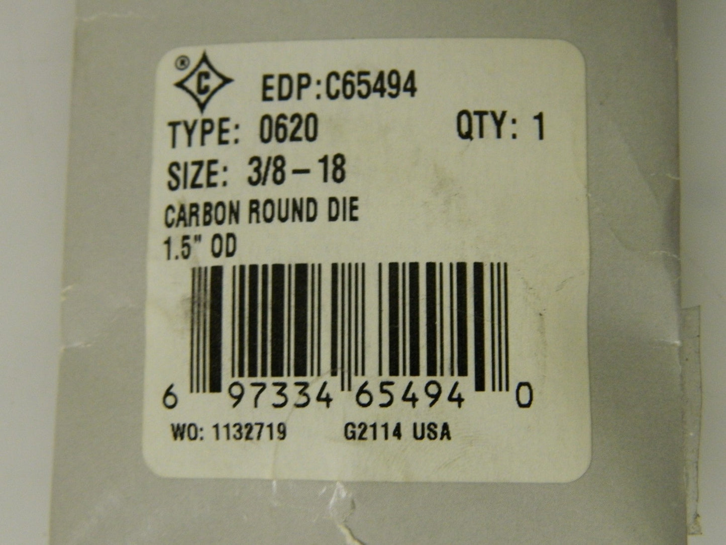 Cle-Line Carbon Steel Round Adjustable Die 3/8-18 1-1/2" QTY 2  C65494