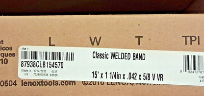 Lenox Welded Bandsaw Blade 15Ft L 1-1/4" W x 5-8 TPI 87938CLB154570
