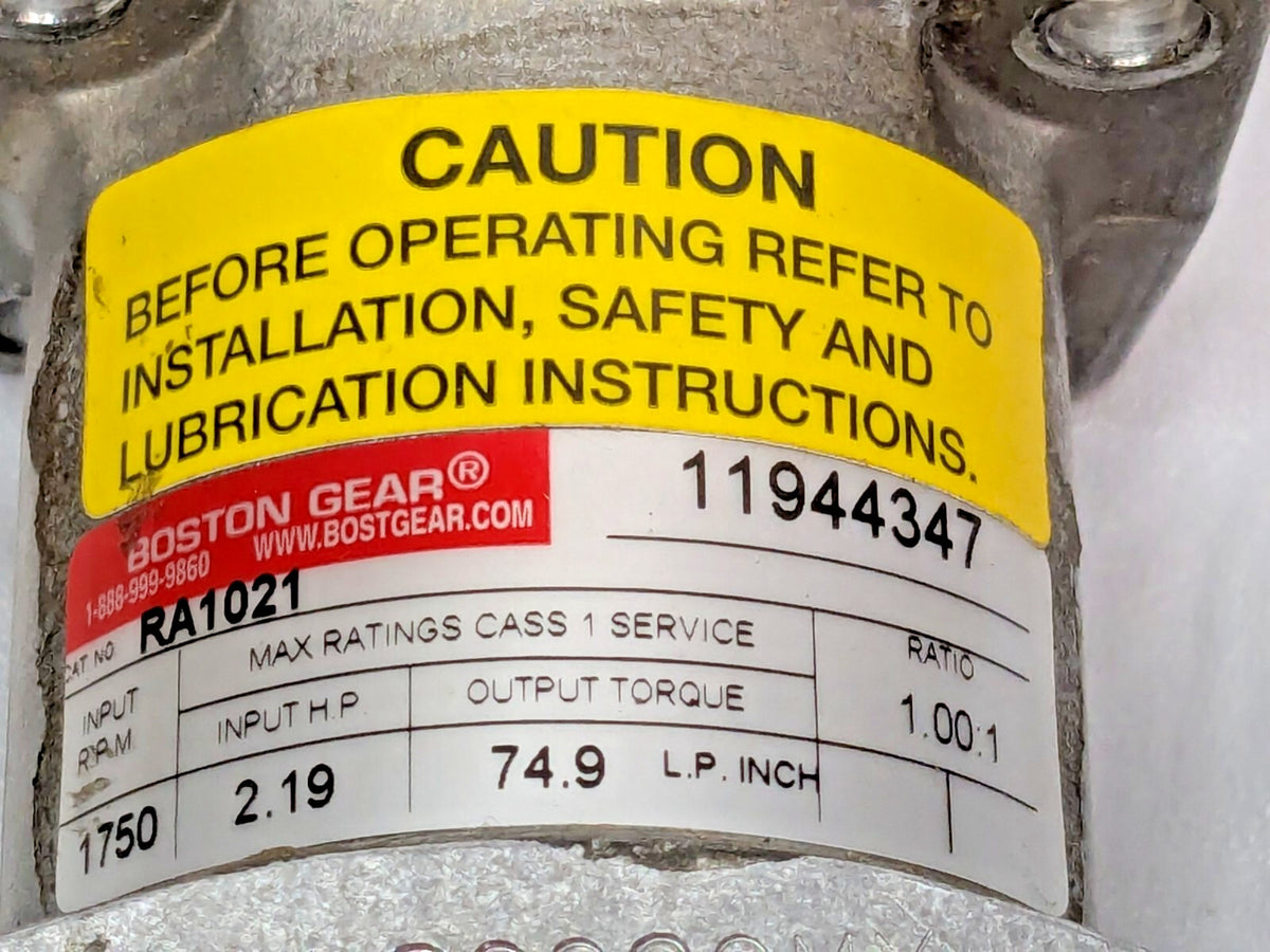 Boston Gear 2-Way Shaft Spiral Bevel Gear Drive 1:1 2.19 Input HP RA1021