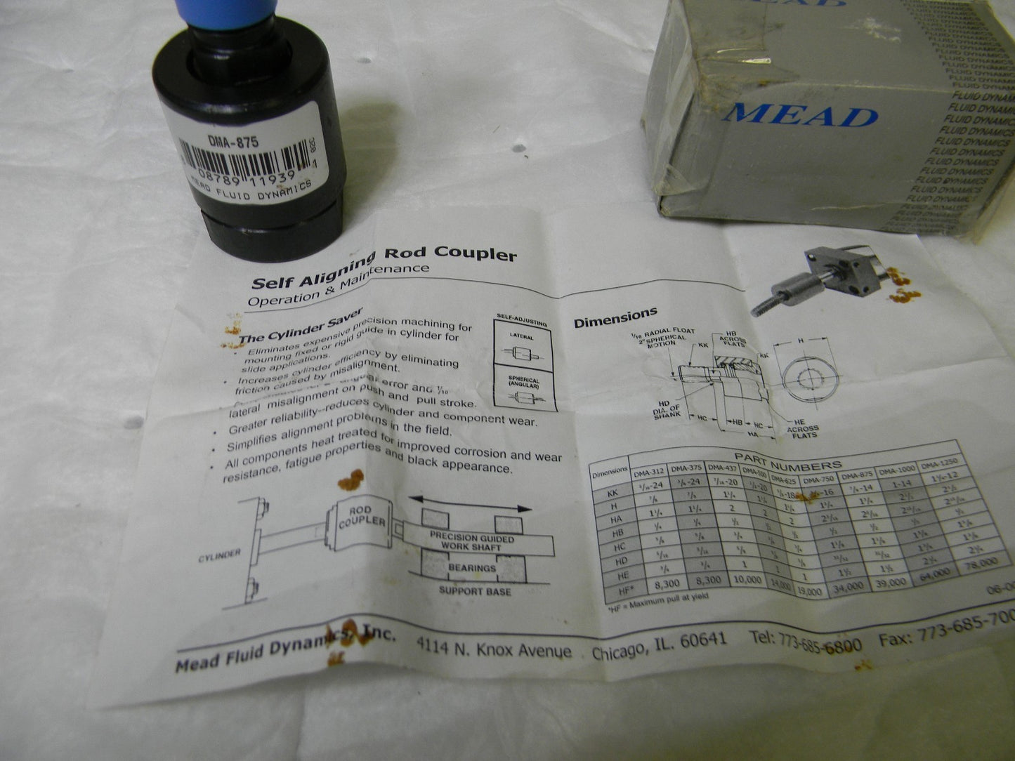 Mead Fluid Dynamics Flex Rod Coupler 7/8-14 Rod Thread No Standard DMA-875