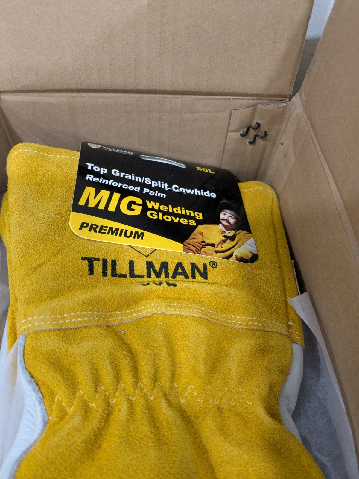 TILLMAN Welding/Heat Protective Glove 4" Cuff, Cowhide, SZ L  6 Pairs 50L