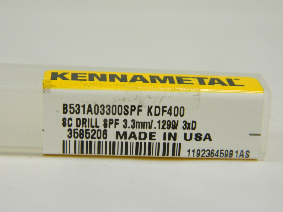KENNAMETAL SC Screw Machine Length Drill Bit: 0.1299" Dia, 90 ° 3585206