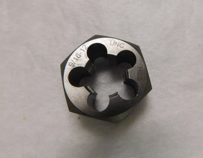 Interstate Hex Rethreading Die 9/16-12 UNC 1-1/6 Hex HSS QTY  3  03915121