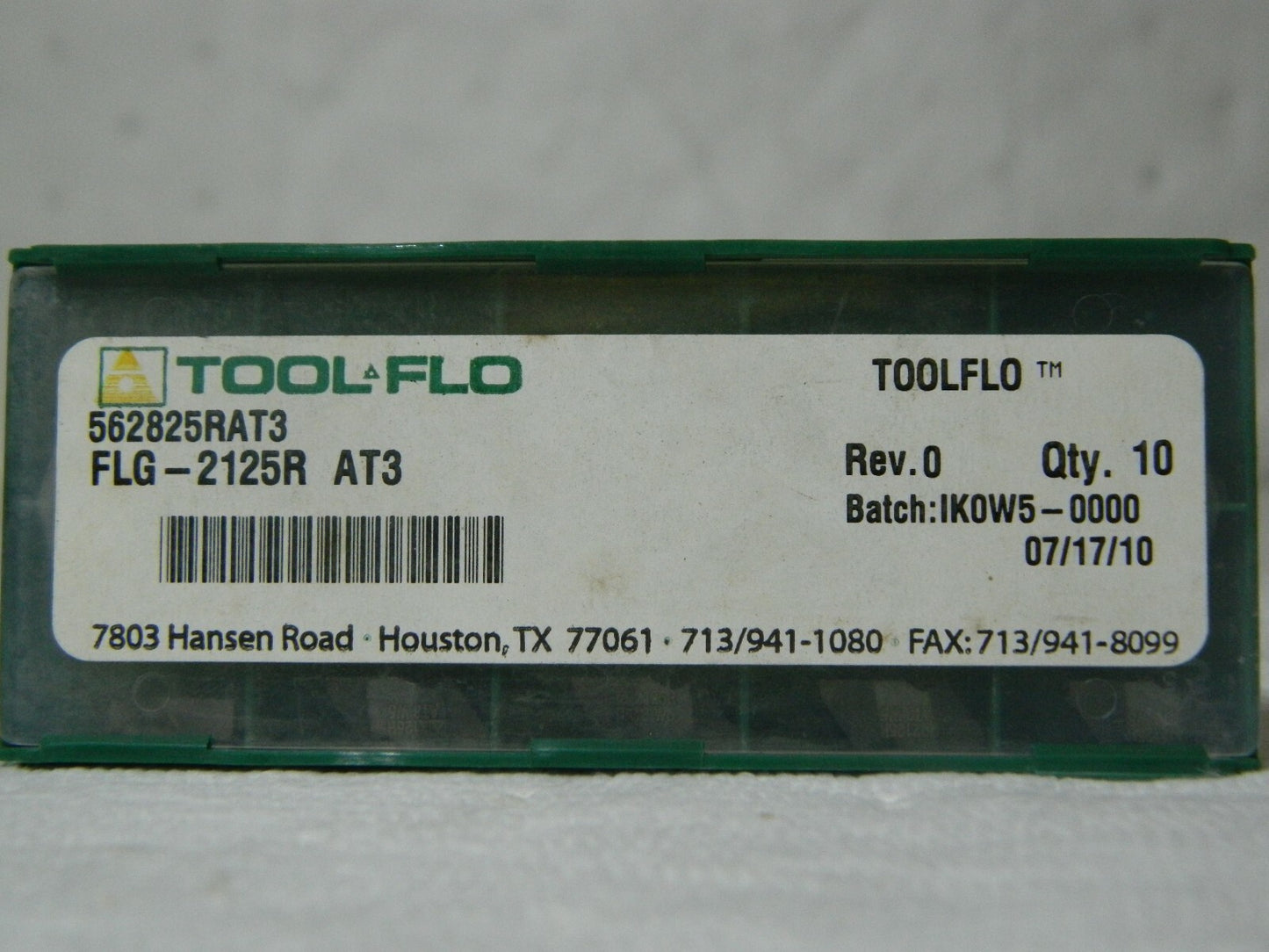 Tool-Flo Carbide Grooving Insert FLG2125 AT3 1/8" Cut Width Qty 10 562825RAT3