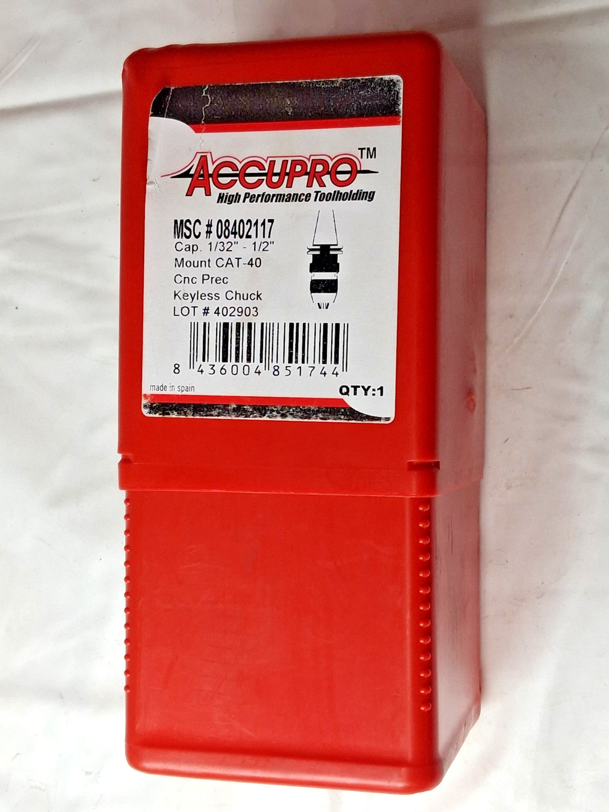 Accupro Drill Chuck Integral Shank Mount 1/32 to 1/2" Capacity CAT40 08402117