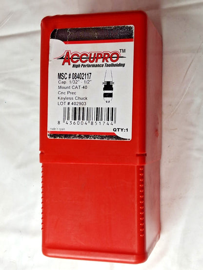 Accupro Drill Chuck Integral Shank Mount 1/32 to 1/2" Capacity CAT40 08402117