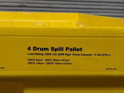 Justrite 4-Drum Plastic Spill Control Pallet w/ Drain 5000 lb Cap MISSING GRATES