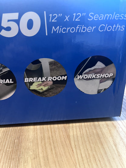 Microfiber Wipes: Reusable 12"X12" seamless Green 50 per box and 8 cas