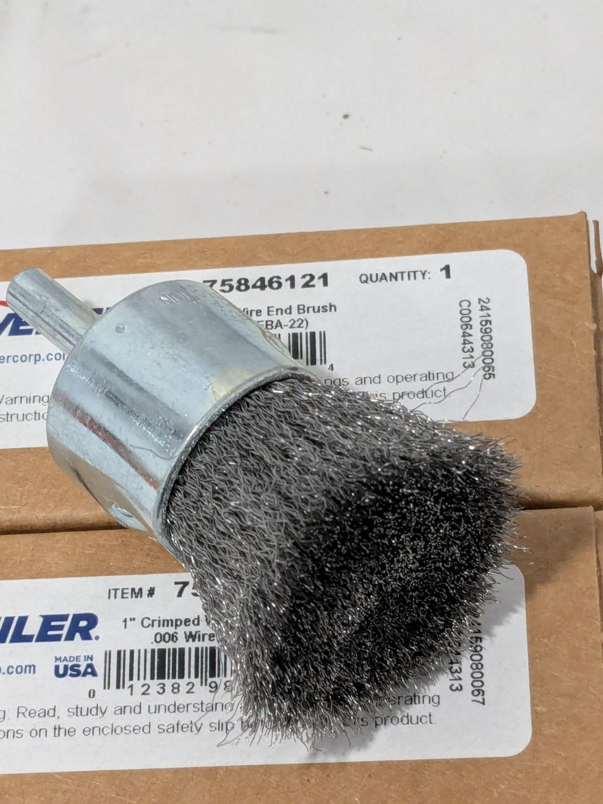 Weiler End Brushes: 1" Dia, Steel, Crimped Wire Qty 2 75846121