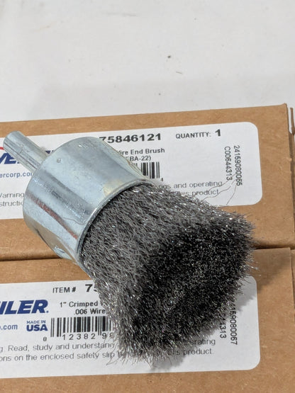 Weiler End Brushes: 1" Dia, Steel, Crimped Wire Qty 2 75846121