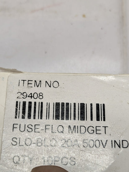 Cartridge Time Delay Fuse: 20 A, 1-1/2 OAL, 13/32 Dia Qty 8 BD-29408