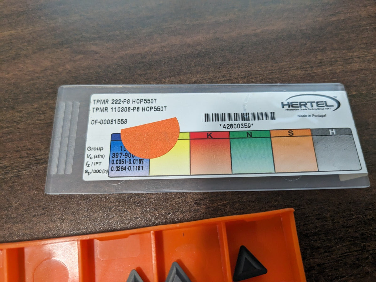 HERTEL Turning Insert 7pk TPMR 222P8 HCP550T, Solid Carbide 1002424