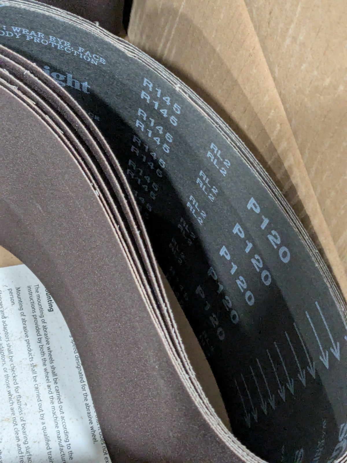 CGW Abrasive Belt: 6" Wide, 48" OAL, 120 Grit, Aluminum Oxide Qty 20 61297