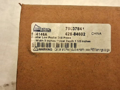 Gibraltar Horizontal Drill Press Vise 3" Jaw Width 3" Jaw Opening 428-84602