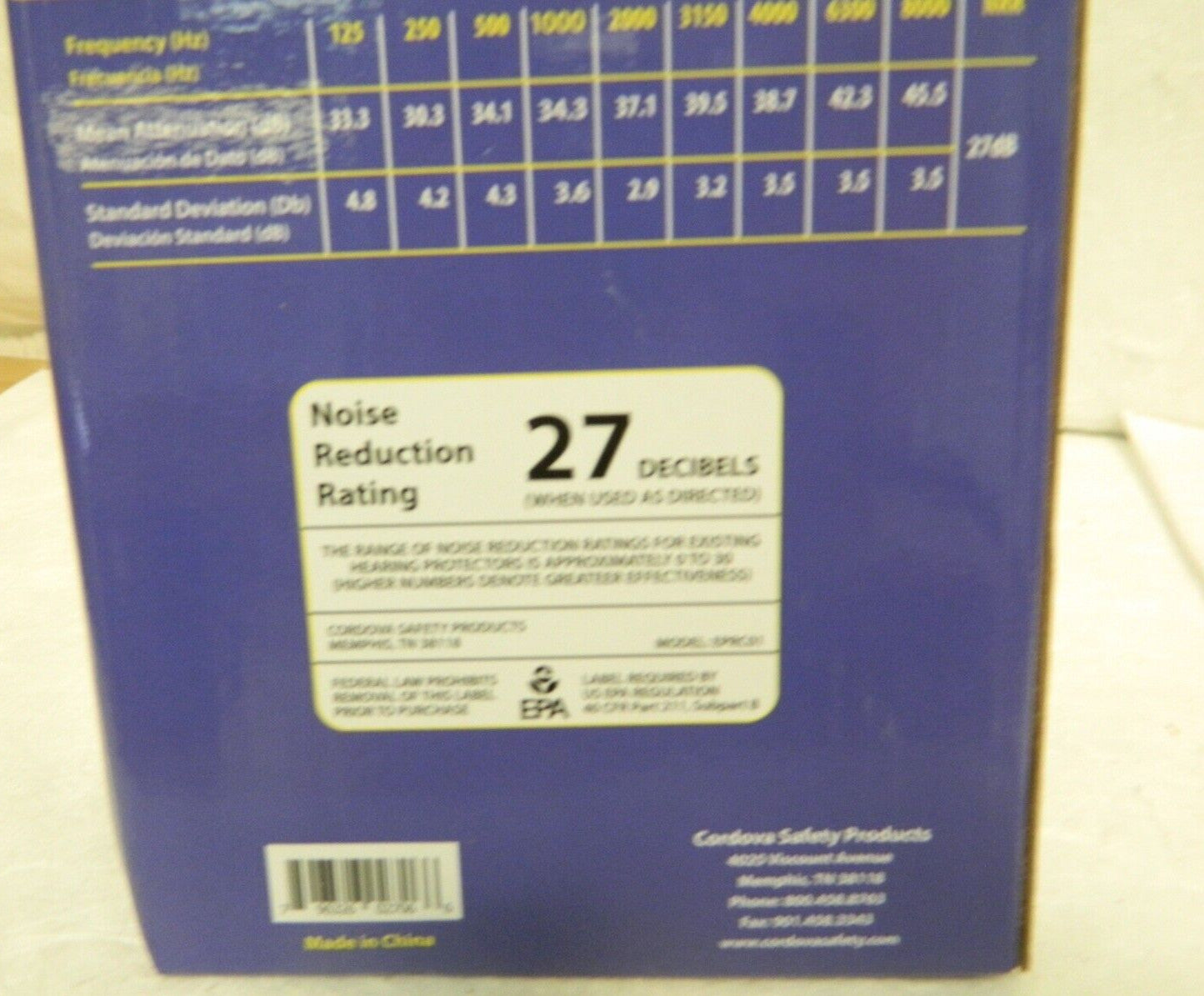 Cordova Pack of 100 Pairs Reusable Corded 27 dB Flanged Earplugs EPRC01
