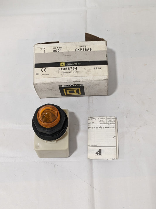 Square D Standard Octagonal Pilot Light 120 VAC/VDC Amber Lens 9001-SKP38A9