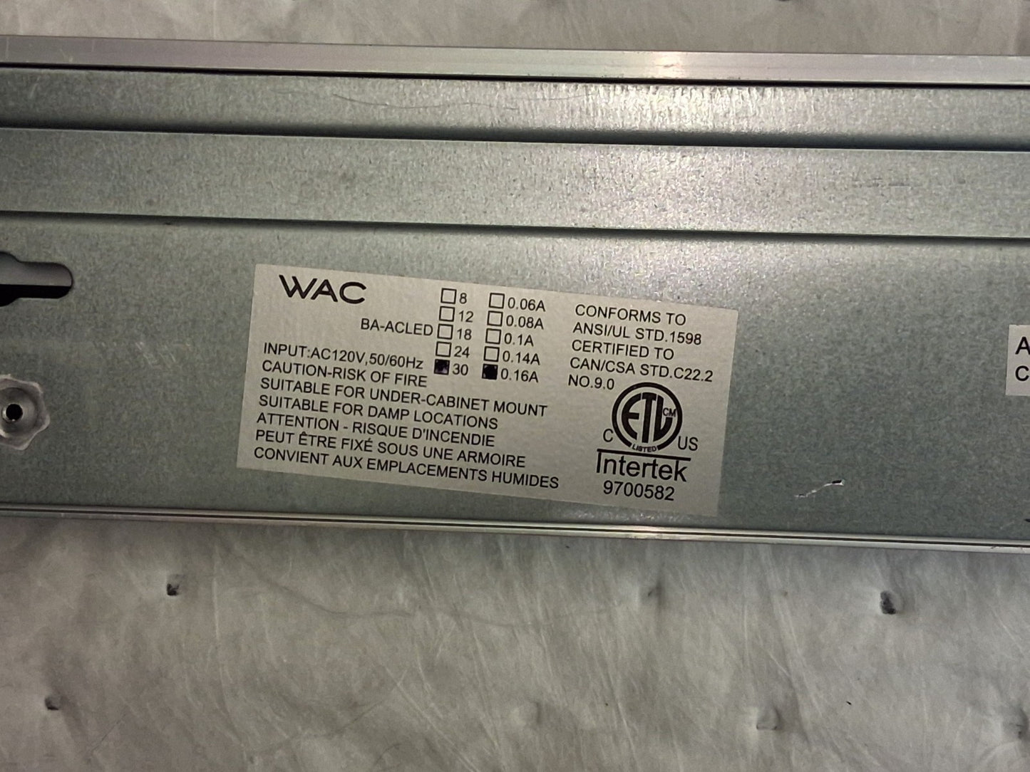 WACLighting Undercabinet and Task 120 LED 30" Light Bar BA-ACLED30-27/30AL