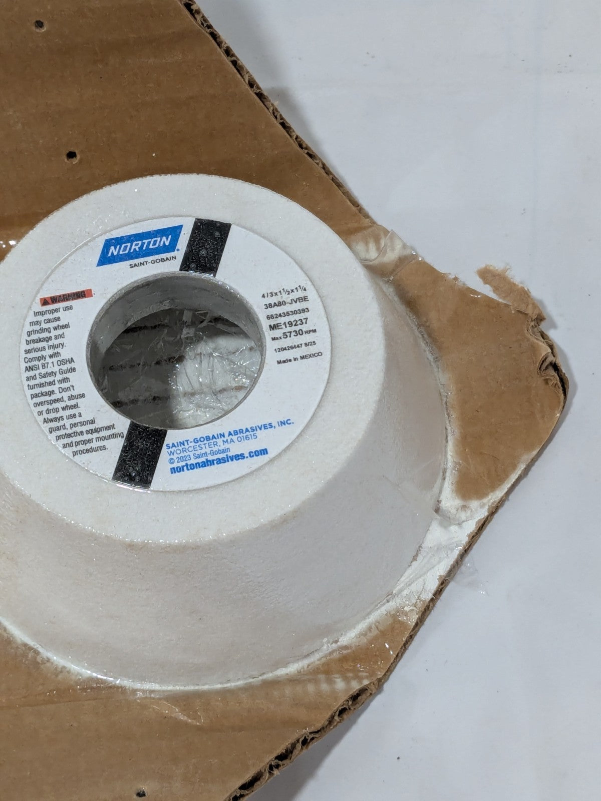 Norton Tool & Cutting Grinding Wheel: 4" Dia, 80 Grit, J Hardness 66243530393